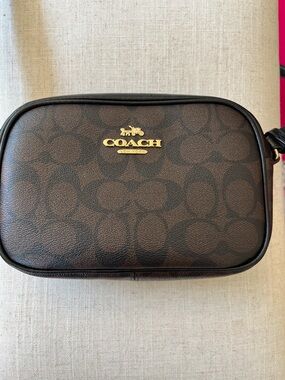 Coach Brown Signature Belt Bag with Gold Logo
